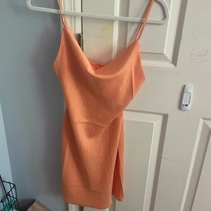 orange cowl neck dress